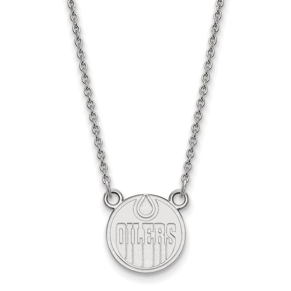 14k White Gold NHL Edmonton Oilers Small Necklace, 18 Inch, Item N22409 by The Black Bow Jewelry Co.
