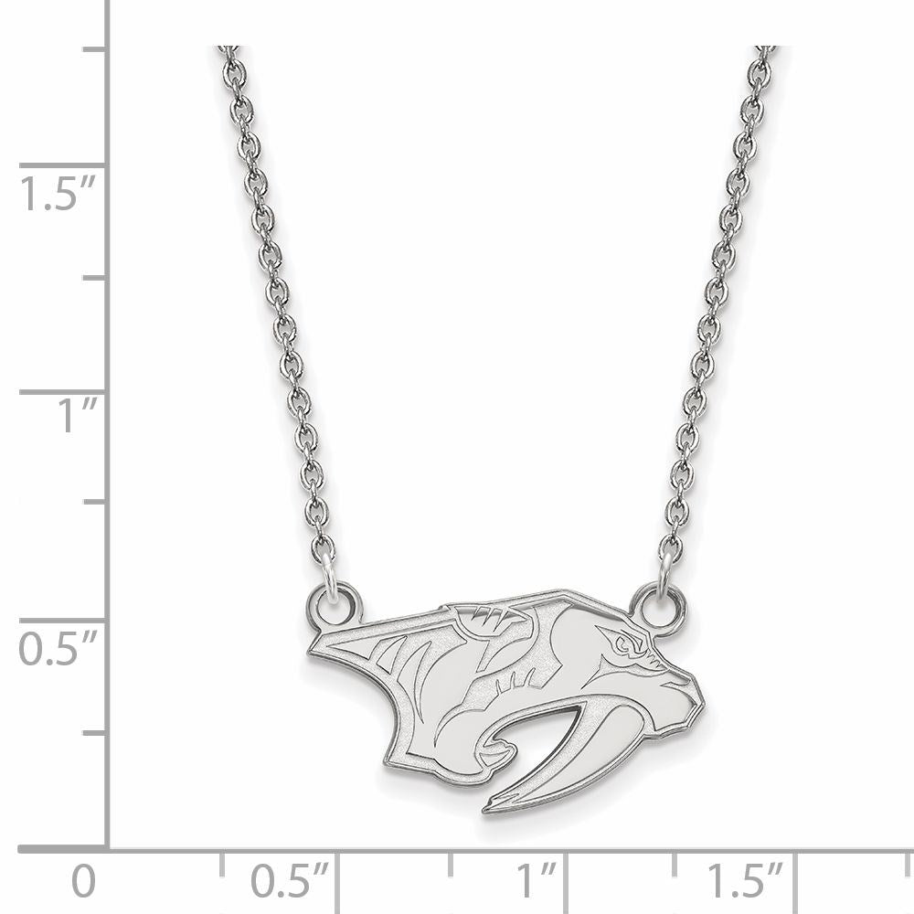 Alternate view of the 14k White Gold NHL Nashville Predators Small Necklace, 18 Inch by The Black Bow Jewelry Co.