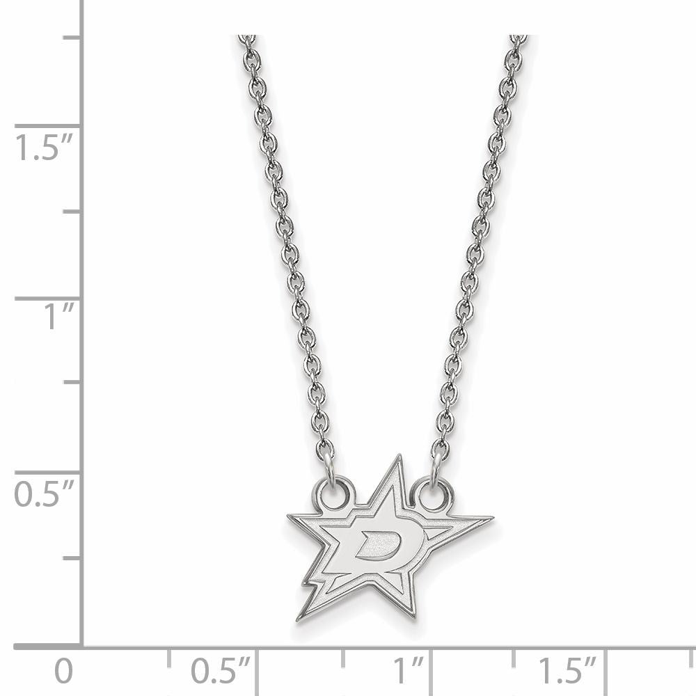 Alternate view of the 14k White Gold NHL Dallas Stars Small Necklace, 18 Inch by The Black Bow Jewelry Co.