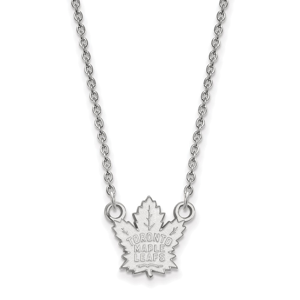 14k White Gold NHL Toronto Maple Leafs Small Necklace, 18 Inch, Item N22415 by The Black Bow Jewelry Co.
