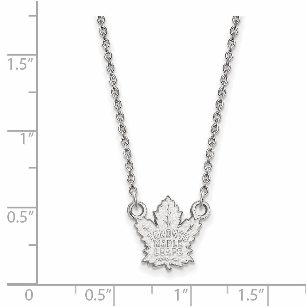Alternate view of the 14k White Gold NHL Toronto Maple Leafs Small Necklace, 18 Inch by The Black Bow Jewelry Co.