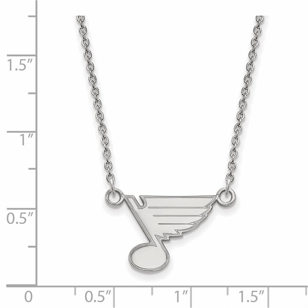 Alternate view of the 14k White Gold NHL St. Louis Blues Small Necklace, 18 Inch by The Black Bow Jewelry Co.