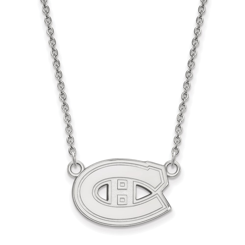 14k White Gold NHL Montreal Canadiens Small Necklace, 18 Inch, Item N22418 by The Black Bow Jewelry Co.