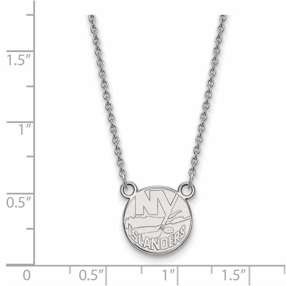 Alternate view of the 14k White Gold NHL New York Islanders Small Necklace, 18 Inch by The Black Bow Jewelry Co.
