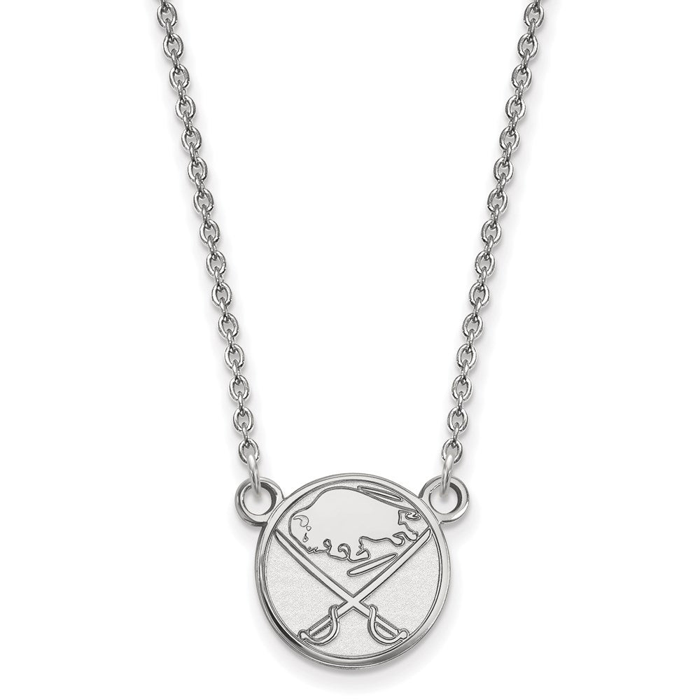 14k White Gold NHL Buffalo Sabres Small Necklace, 18 Inch, Item N22426 by The Black Bow Jewelry Co.