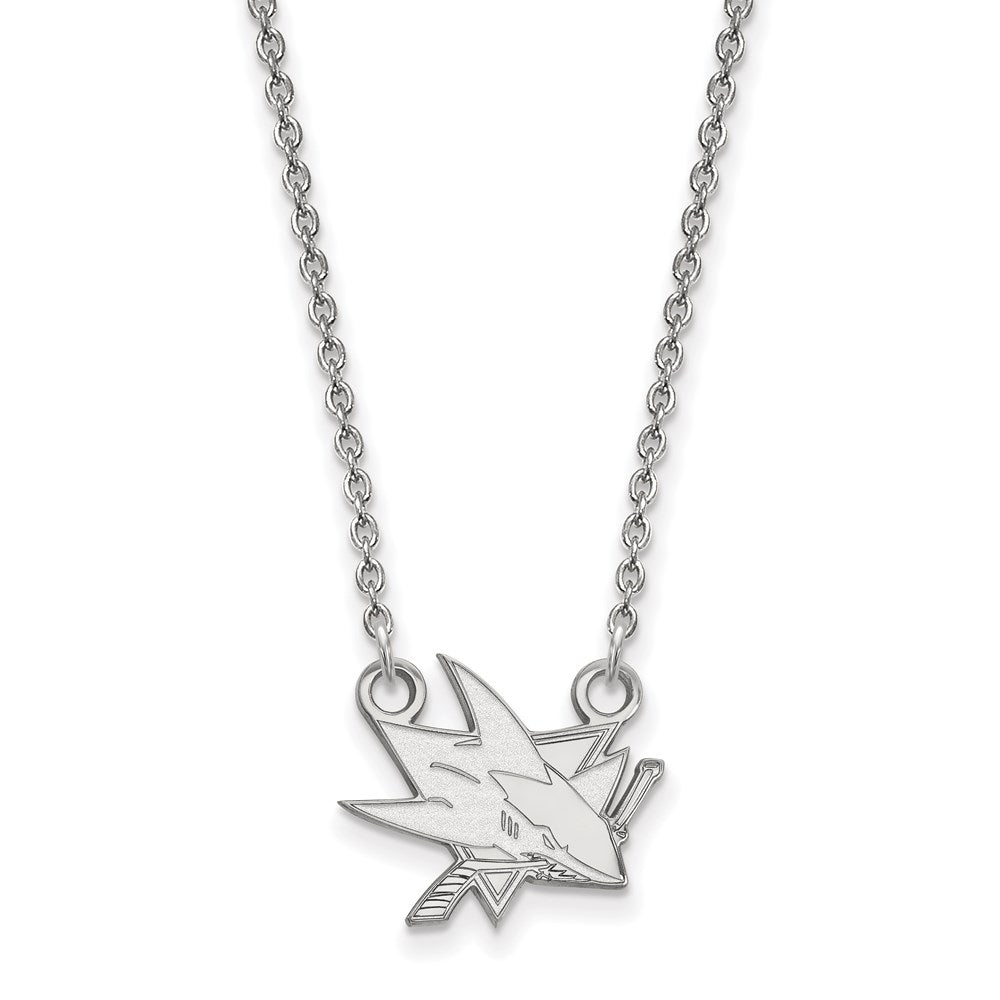 14k White Gold NHL San Jose Sharks Small Necklace, 18 Inch, Item N22428 by The Black Bow Jewelry Co.