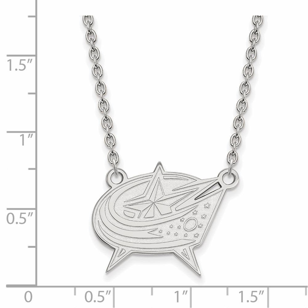 Alternate view of the 14k White Gold NHL Columbus Blue Jackets Large Necklace, 18 Inch by The Black Bow Jewelry Co.