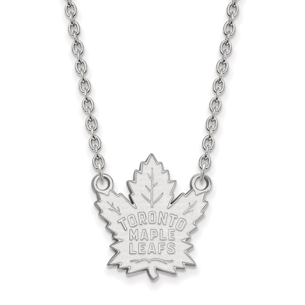14k White Gold NHL Toronto Maple Leafs Large Necklace, 18 Inch, Item N22447 by The Black Bow Jewelry Co.