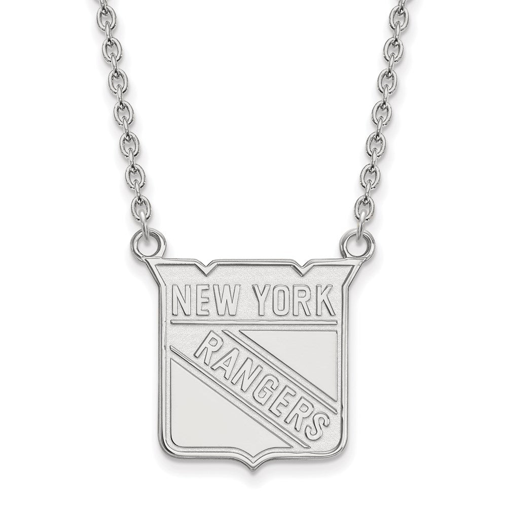 14k White Gold NHL New York Rangers Large Necklace, 18 Inch, Item N22455 by The Black Bow Jewelry Co.