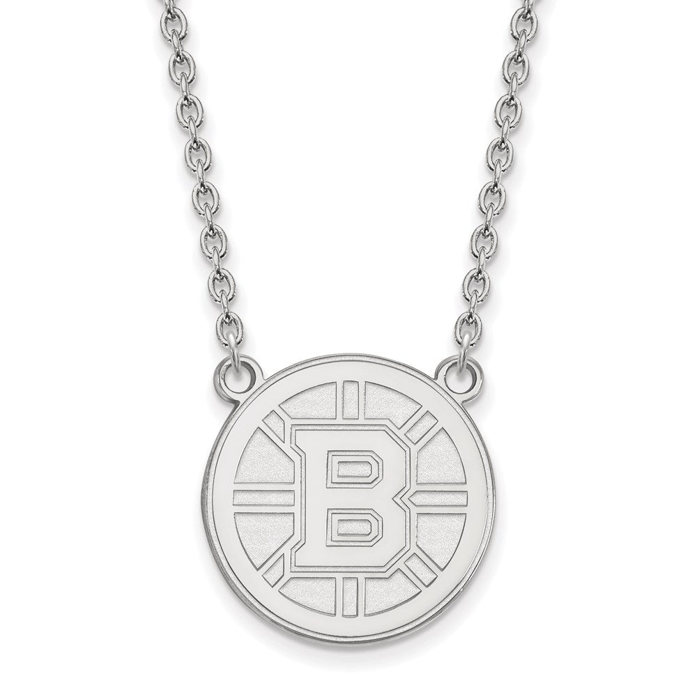 14k White Gold NHL Boston Bruins Large Necklace, 18 Inch, Item N22458 by The Black Bow Jewelry Co.