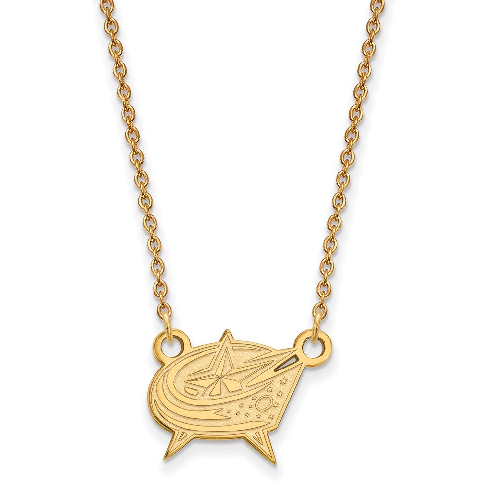14k Yellow Gold NHL Columbus Blue Jackets Small Necklace, 18 Inch, Item N22461 by The Black Bow Jewelry Co.