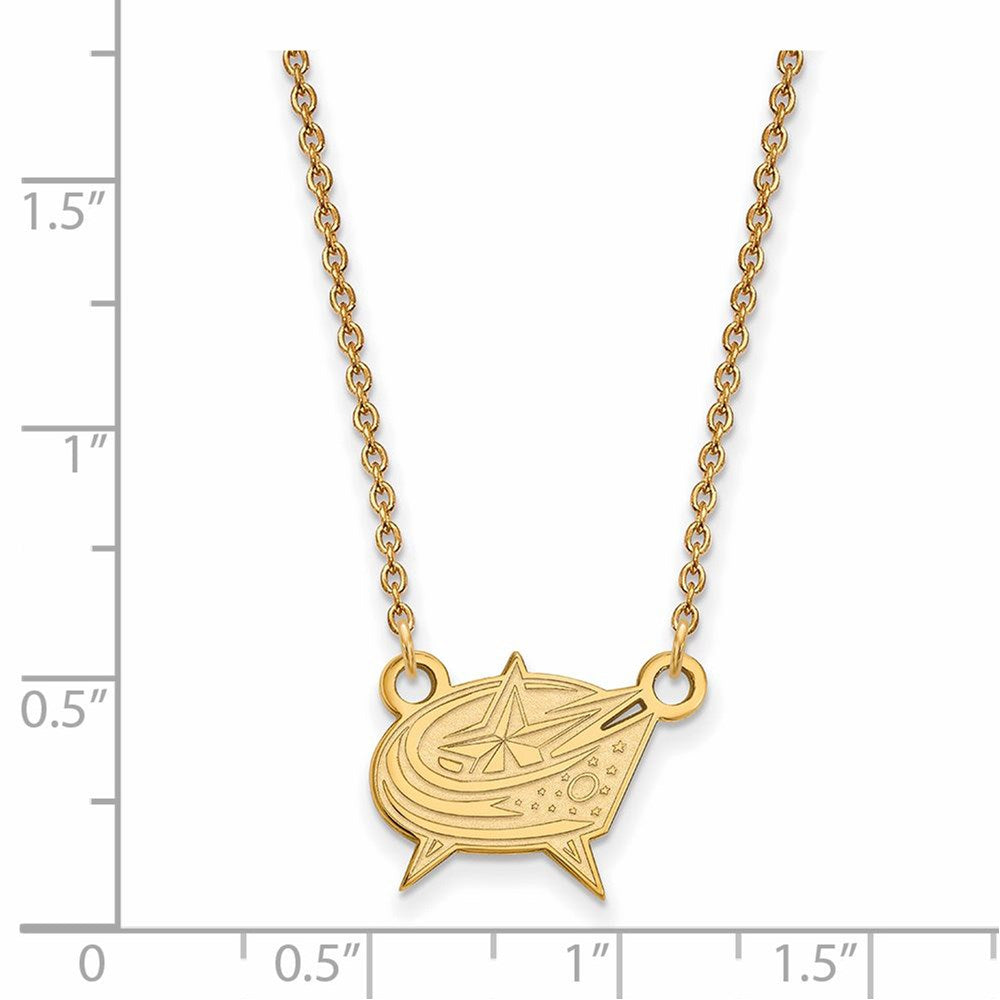 Alternate view of the 14k Yellow Gold NHL Columbus Blue Jackets Small Necklace, 18 Inch by The Black Bow Jewelry Co.