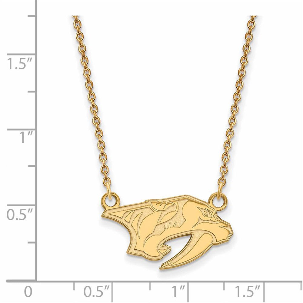 Alternate view of the 14k Yellow Gold NHL Nashville Predators Small Necklace, 18 Inch by The Black Bow Jewelry Co.