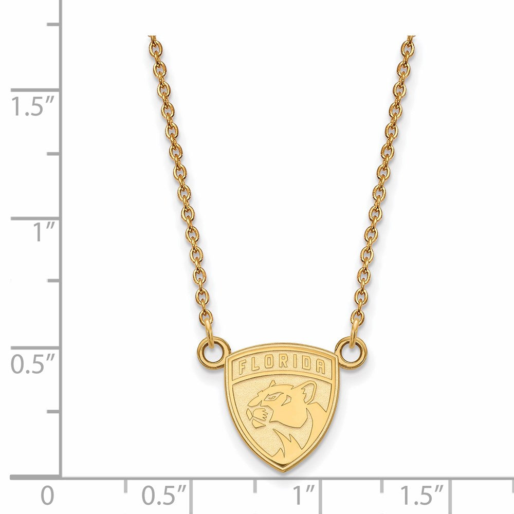 Alternate view of the 14k Yellow Gold NHL Florida Panthers Small Necklace, 18 Inch by The Black Bow Jewelry Co.
