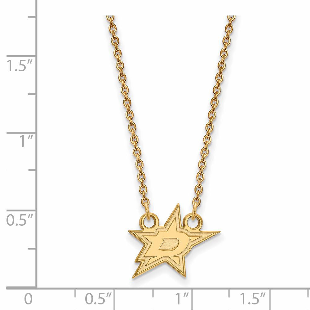 Alternate view of the 14k Yellow Gold NHL Dallas Stars Small Necklace, 18 Inch by The Black Bow Jewelry Co.