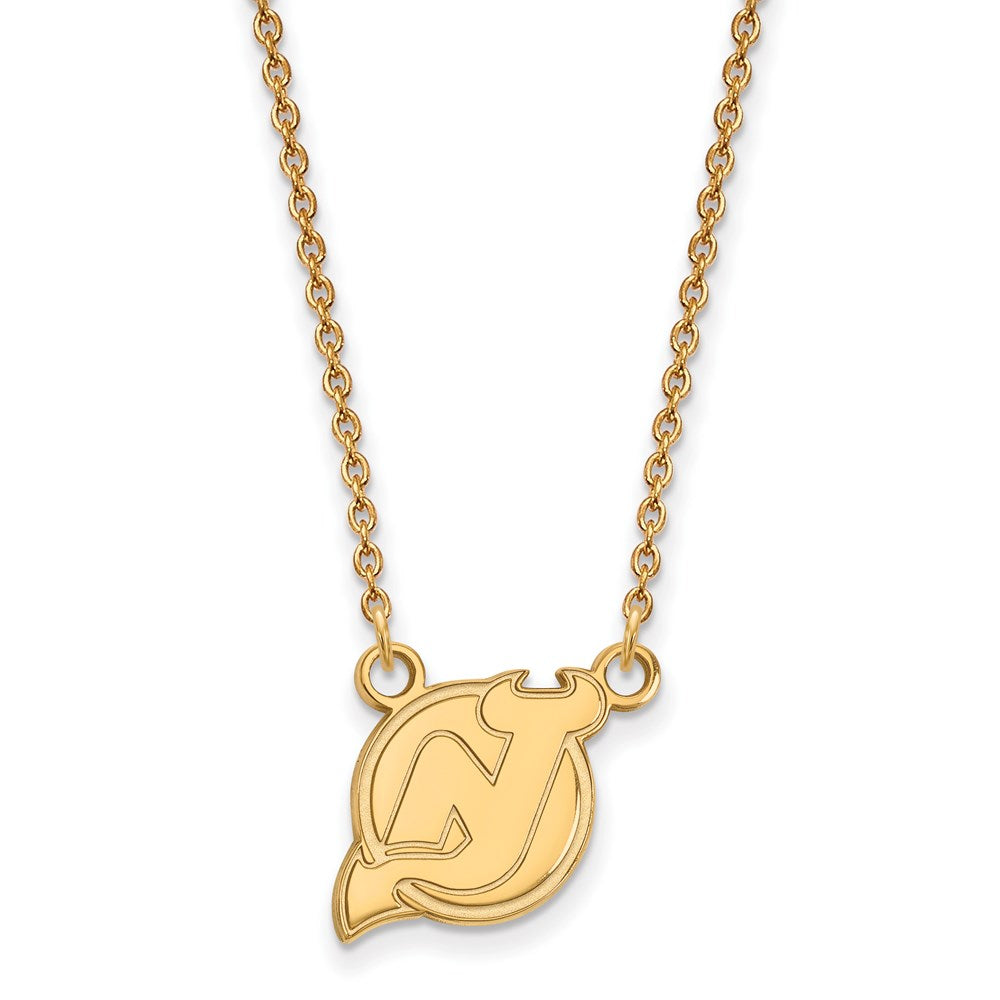14k Yellow Gold NHL New Jersey Devils Small Necklace, 18 Inch, Item N22475 by The Black Bow Jewelry Co.