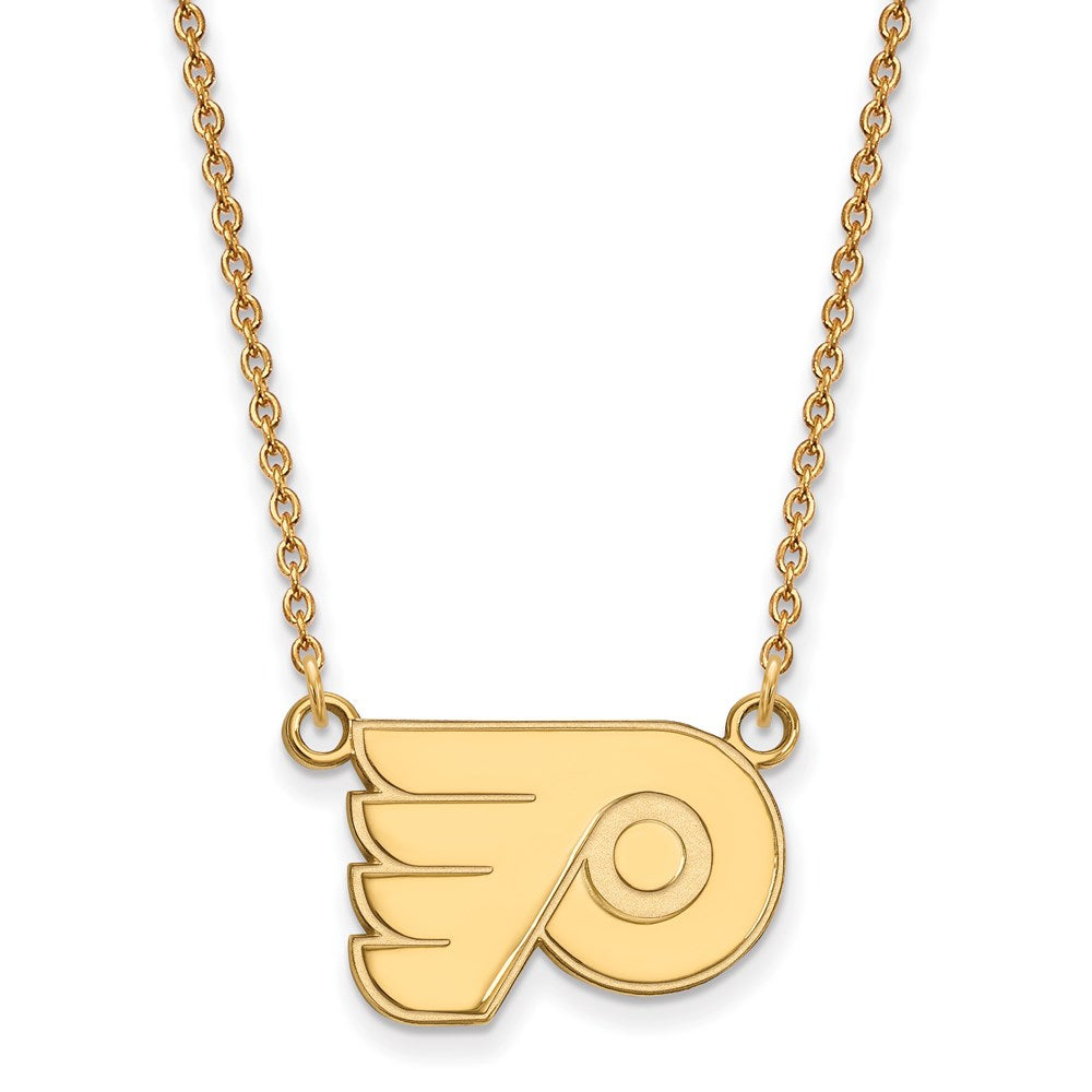 14k Yellow Gold NHL Philadelphia Flyers Small Necklace, 18 Inch, Item N22476 by The Black Bow Jewelry Co.