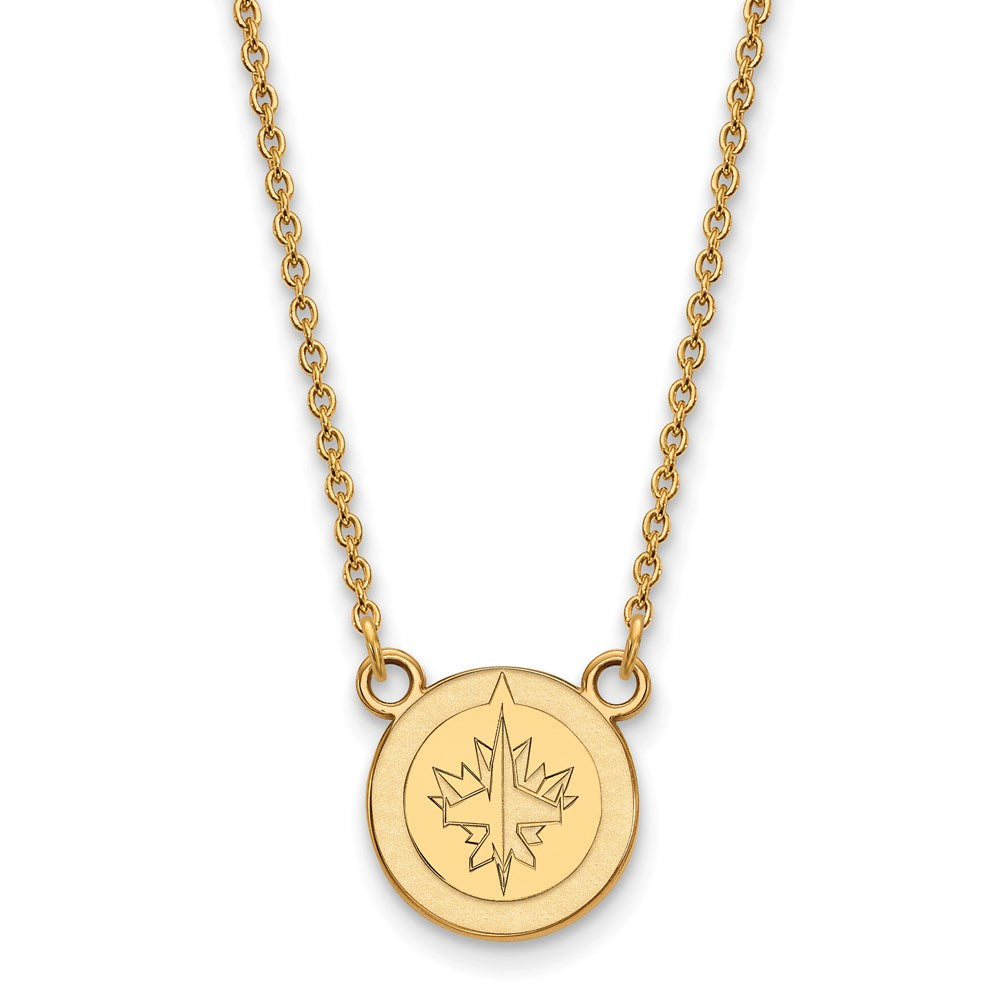 14k Yellow Gold NHL Winnipeg Jets Small Necklace, 18 Inch, Item N22478 by The Black Bow Jewelry Co.