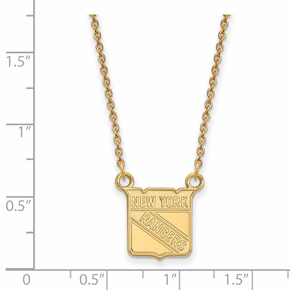 Alternate view of the 14k Yellow Gold NHL New York Rangers Small Necklace, 18 Inch by The Black Bow Jewelry Co.