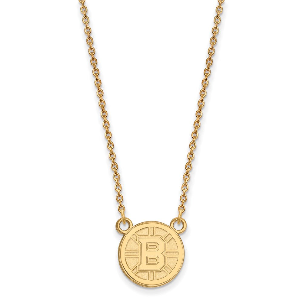14k Yellow Gold NHL Boston Bruins Small Necklace, 18 Inch, Item N22487 by The Black Bow Jewelry Co.