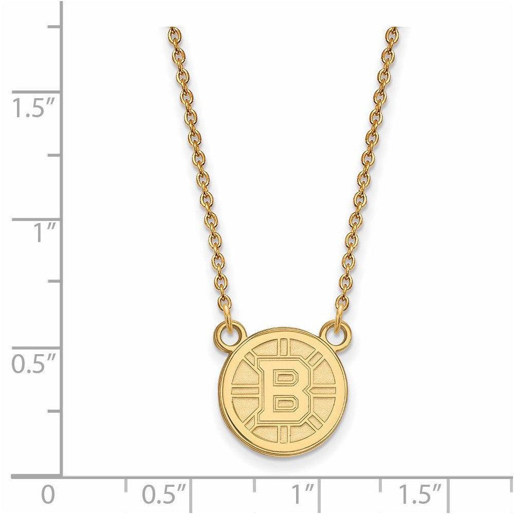 Alternate view of the 14k Yellow Gold NHL Boston Bruins Small Necklace, 18 Inch by The Black Bow Jewelry Co.