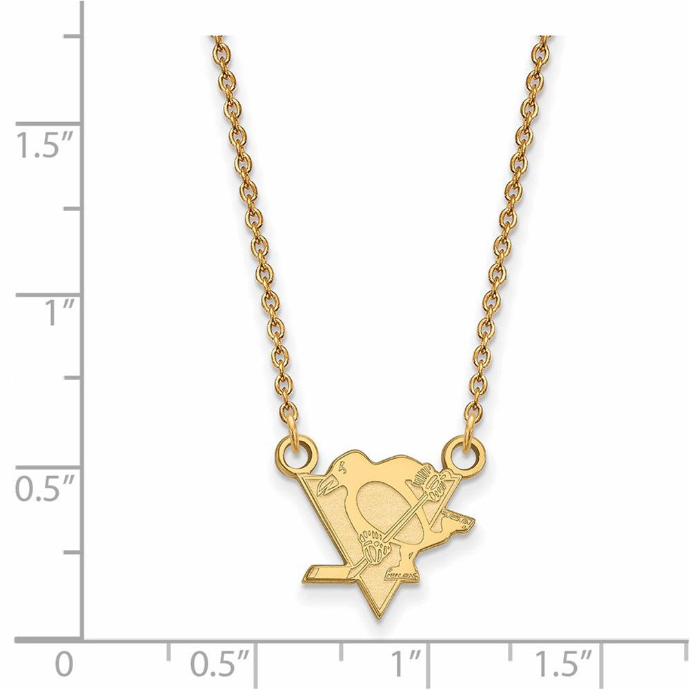 Alternate view of the 14k Yellow Gold NHL Pittsburgh Penguins Small Necklace, 18 Inch by The Black Bow Jewelry Co.