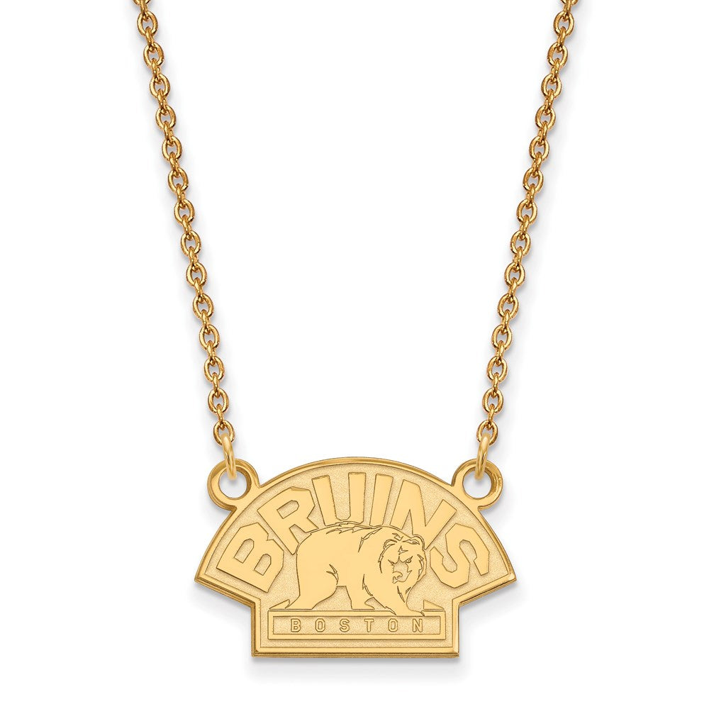 14k Yellow Gold NHL Boston Bruins SM Necklace, 18 Inch, Item N22492 by The Black Bow Jewelry Co.