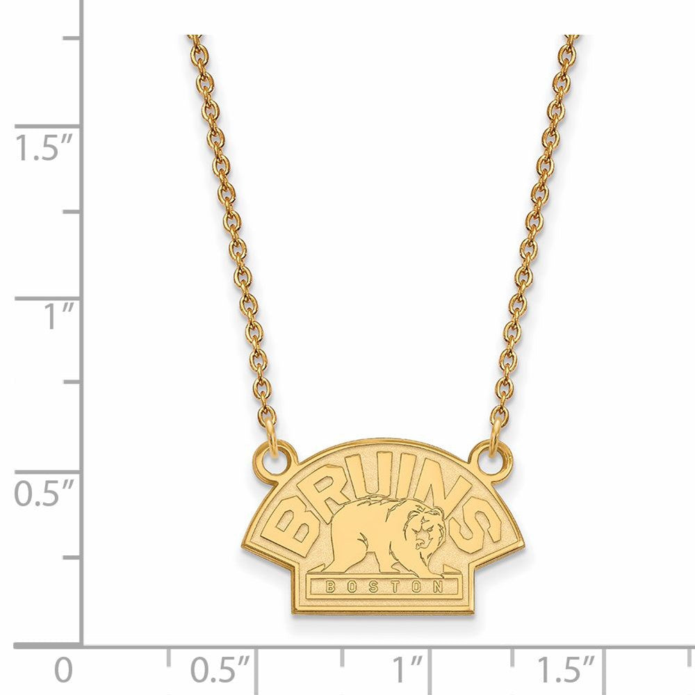 Alternate view of the 14k Yellow Gold NHL Boston Bruins SM Necklace, 18 Inch by The Black Bow Jewelry Co.