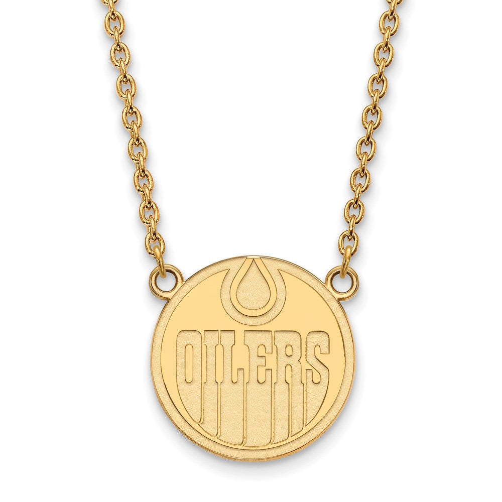 14k Yellow Gold NHL Edmonton Oilers Large Necklace, 18 Inch, Item N22497 by The Black Bow Jewelry Co.
