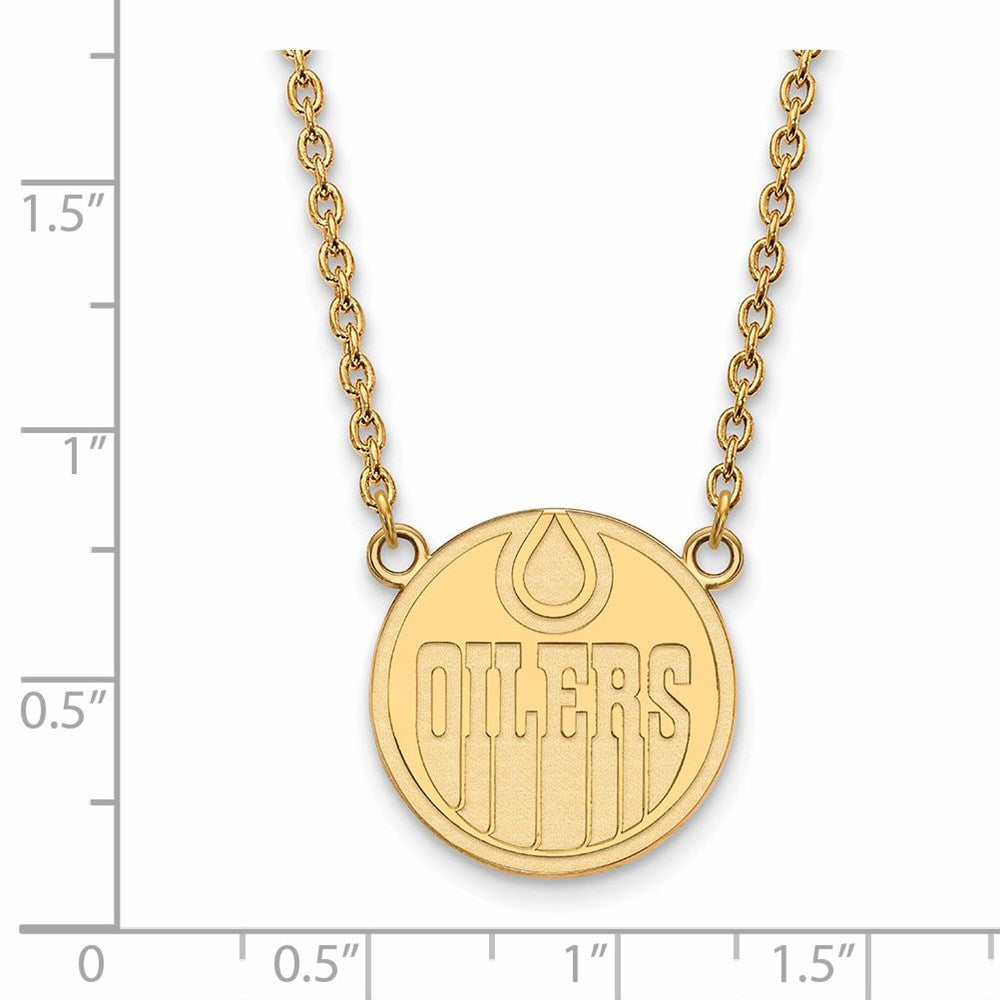Alternate view of the 14k Yellow Gold NHL Edmonton Oilers Large Necklace, 18 Inch by The Black Bow Jewelry Co.