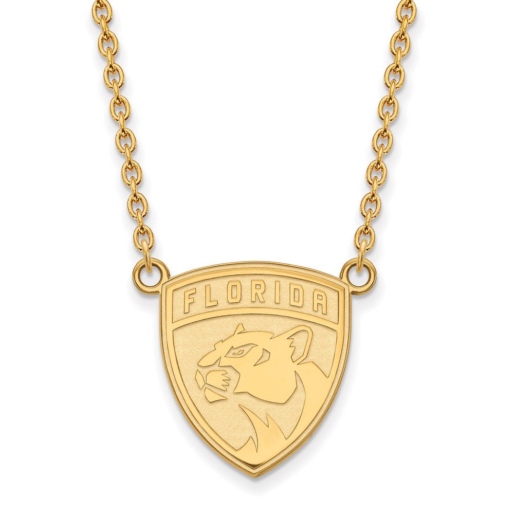 14k Yellow Gold NHL Florida Panthers Large Necklace, 18 Inch, Item N22499 by The Black Bow Jewelry Co.