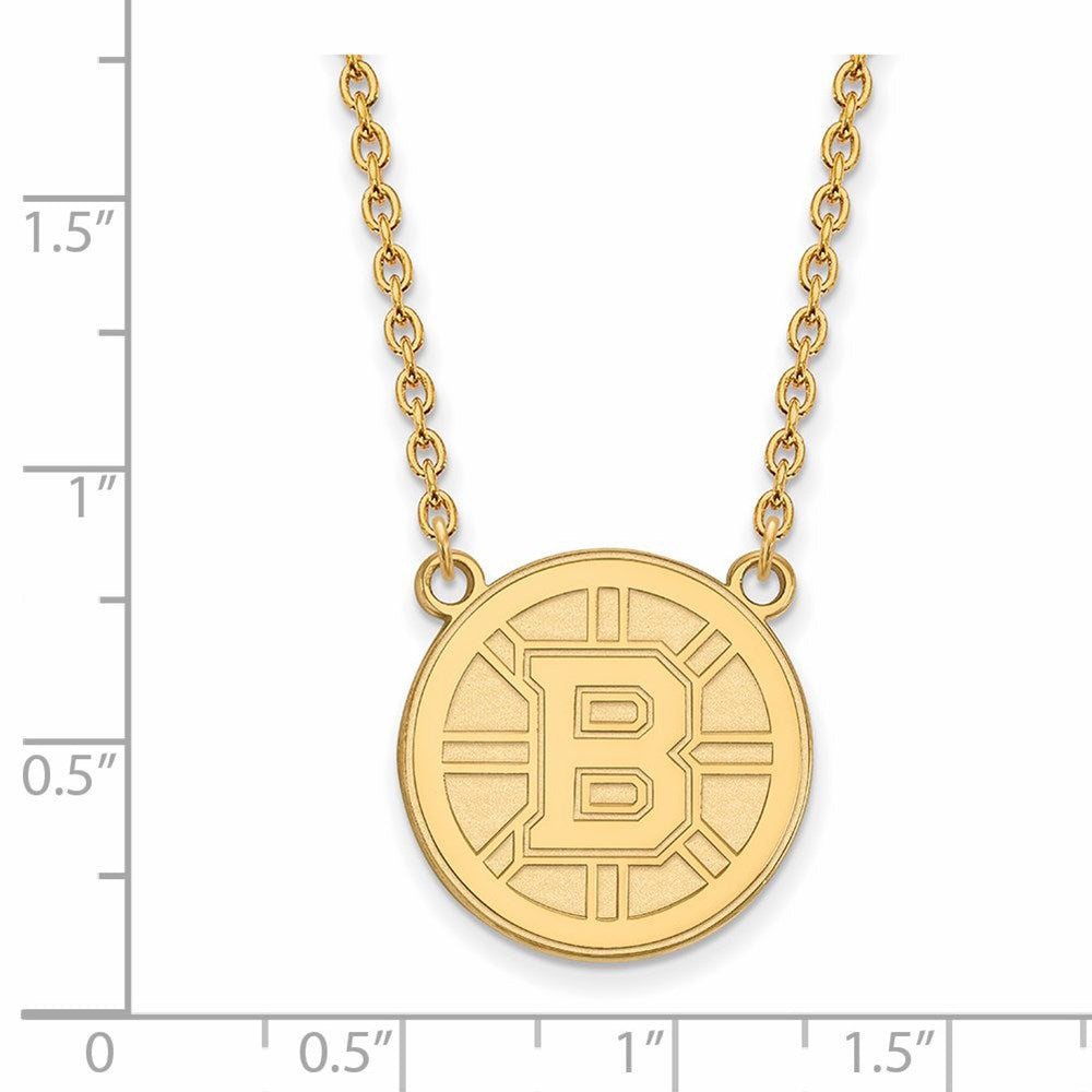 Alternate view of the 14k Yellow Gold NHL Boston Bruins Large Necklace, 18 Inch by The Black Bow Jewelry Co.