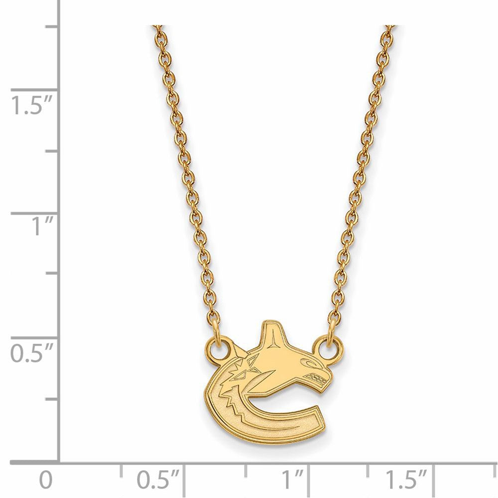Alternate view of the SS 14k Yellow Gold Plated NHL Vancouver Canucks SM Necklace, 18 Inch by The Black Bow Jewelry Co.