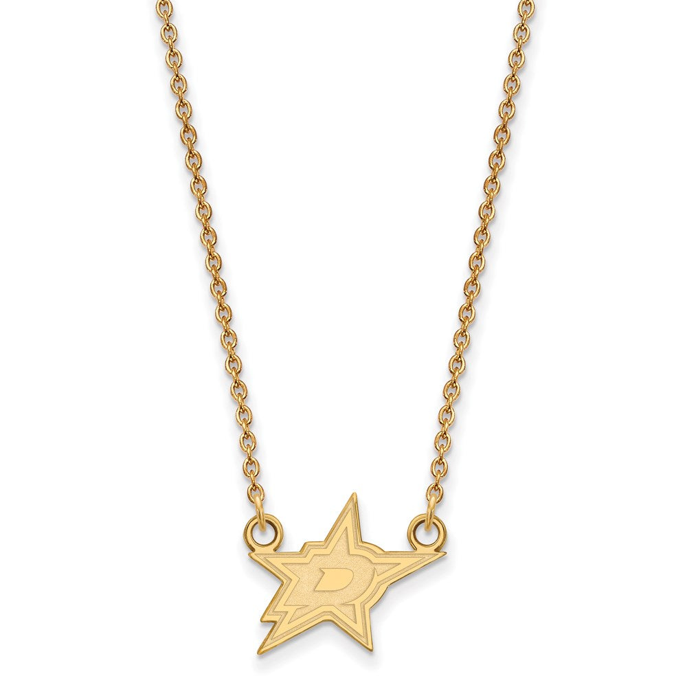SS 14k Yellow Gold Plated NHL Dallas Stars Small Necklace, 18 Inch, Item N22524 by The Black Bow Jewelry Co.