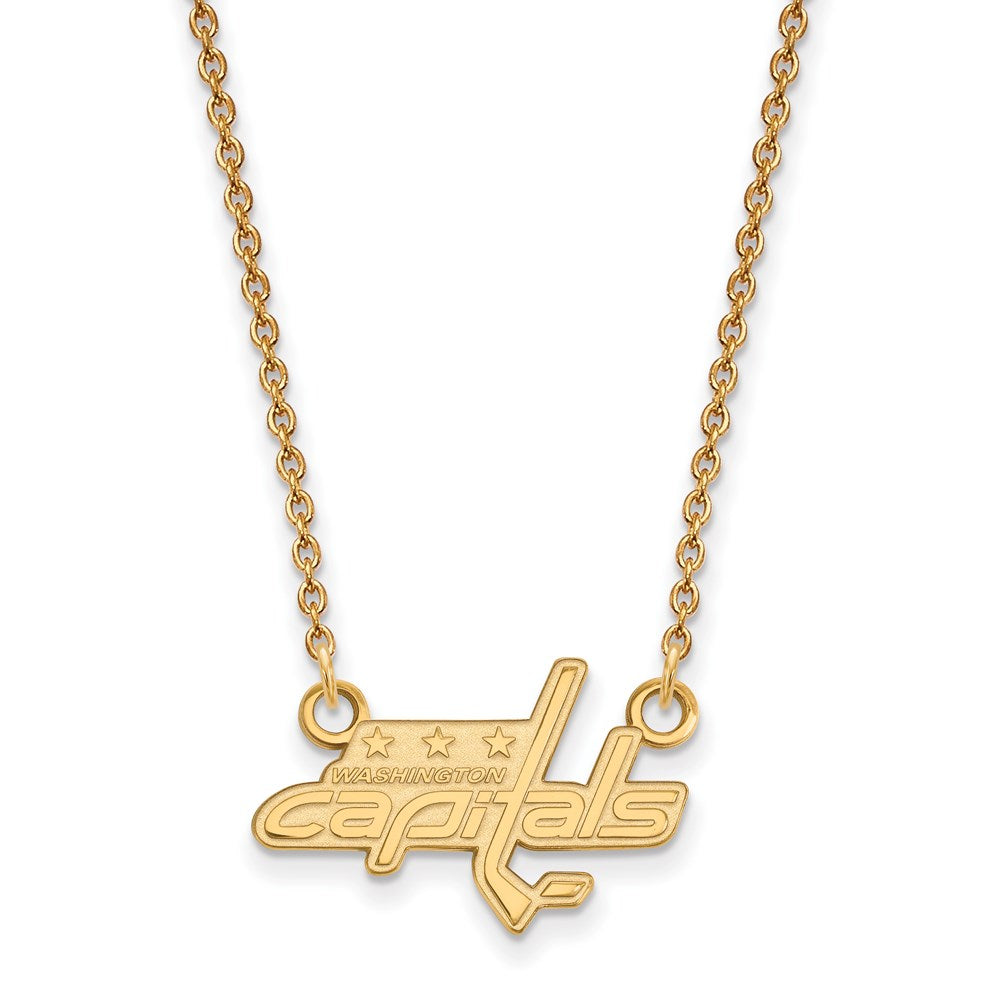 SS 14k Yellow Gold Plated NHL Washington Capitals SM Necklace, 18 Inch, Item N22526 by The Black Bow Jewelry Co.