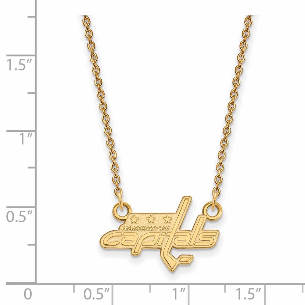 Alternate view of the SS 14k Yellow Gold Plated NHL Washington Capitals SM Necklace, 18 Inch by The Black Bow Jewelry Co.