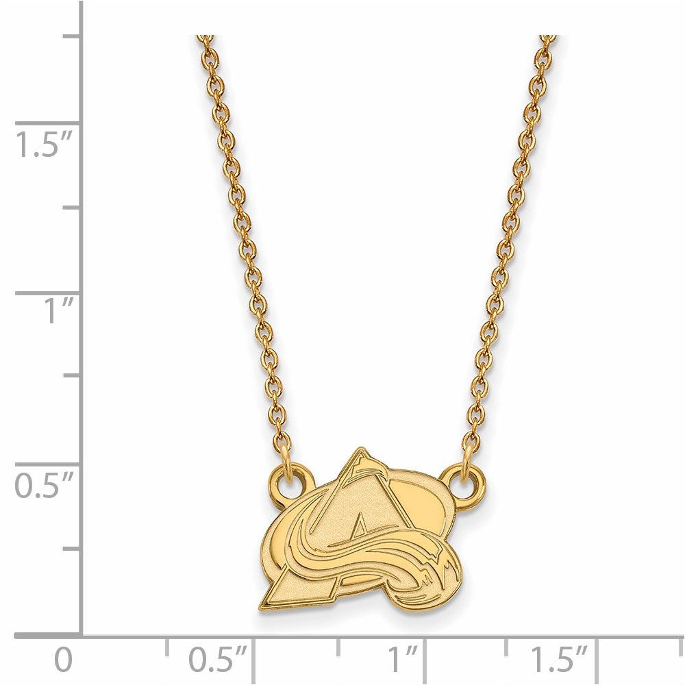 Alternate view of the SS 14k Yellow Gold Plated NHL Colorado Avalanche SM Necklace, 18 Inch by The Black Bow Jewelry Co.