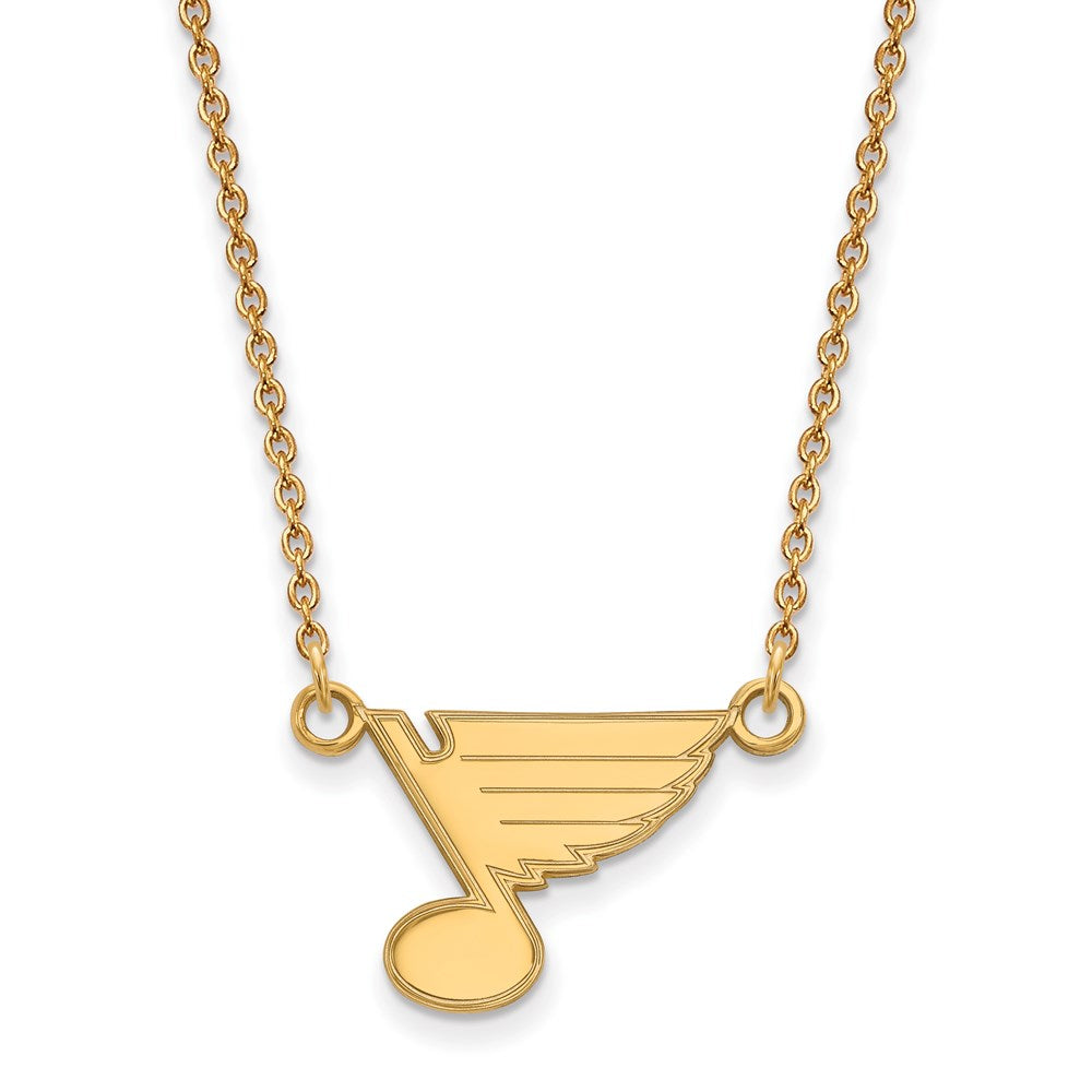 SS 14k Yellow Gold Plated NHL St. Louis Blues Small Necklace, 18 Inch, Item N22530 by The Black Bow Jewelry Co.