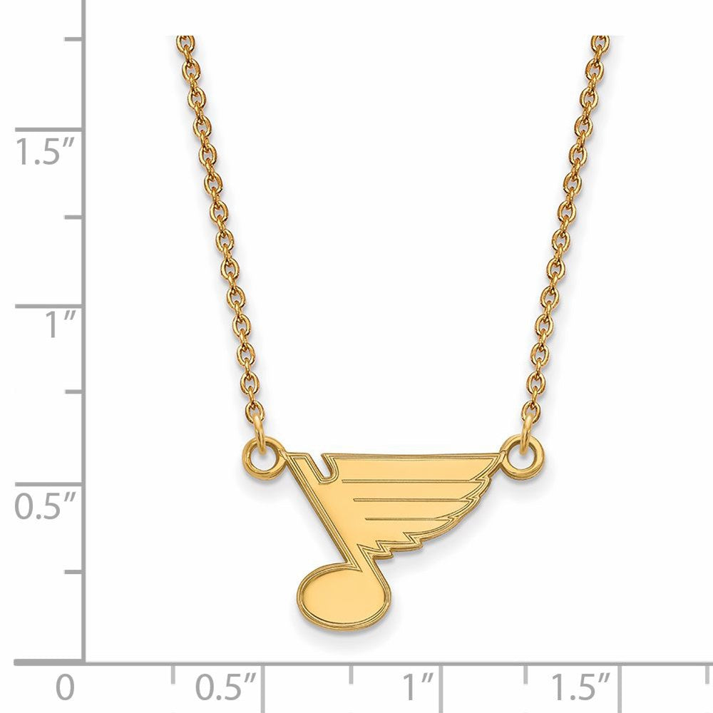 Alternate view of the SS 14k Yellow Gold Plated NHL St. Louis Blues Small Necklace, 18 Inch by The Black Bow Jewelry Co.