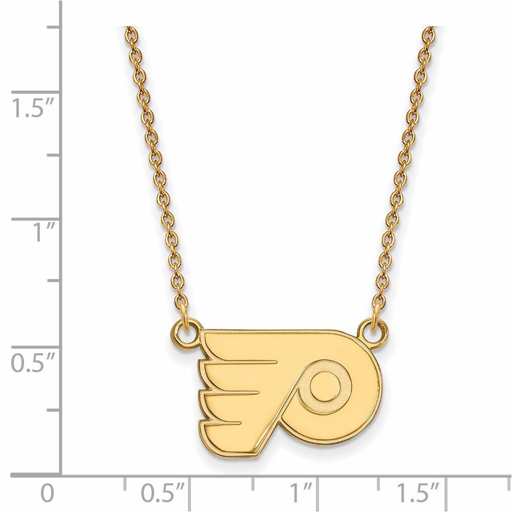 Alternate view of the SS 14k Yellow Gold Plated NHL Philadelphia Flyers SM Necklace, 18 Inch by The Black Bow Jewelry Co.