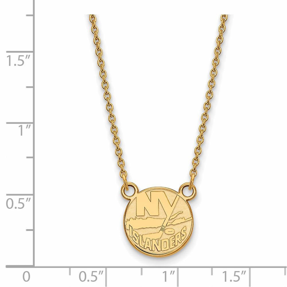 Alternate view of the SS 14k Yellow Gold Plated NHL New York Islanders SM Necklace, 18 Inch by The Black Bow Jewelry Co.