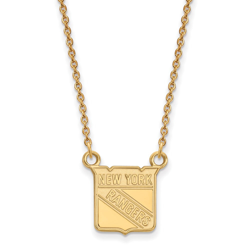 SS 14k Yellow Gold Plated NHL New York Rangers Small Necklace, 18 Inch, Item N22538 by The Black Bow Jewelry Co.