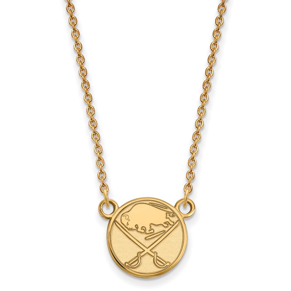 SS 14k Yellow Gold Plated NHL Buffalo Sabres Small Necklace, 18 Inch, Item N22539 by The Black Bow Jewelry Co.