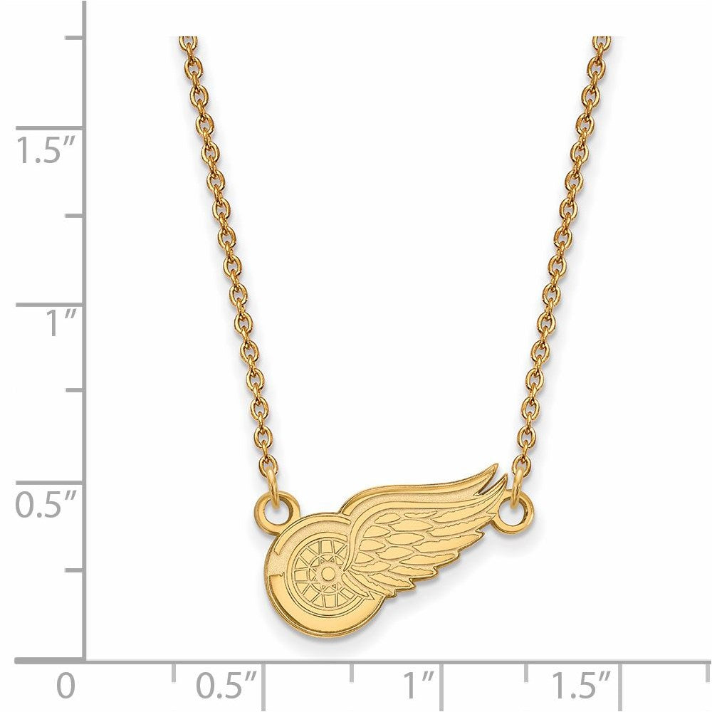 Alternate view of the SS 14k Yellow Gold Plated NHL Detroit Red Wings SM Necklace, 18 Inch by The Black Bow Jewelry Co.