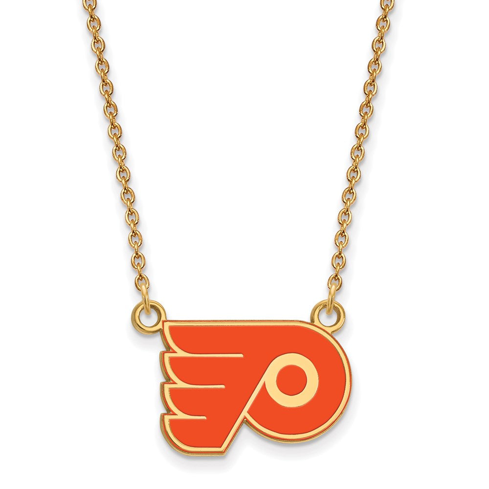 SS 14k Yellow Gold Plated NHL Flyers SM Enamel Necklace, 18 Inch, Item N22550 by The Black Bow Jewelry Co.