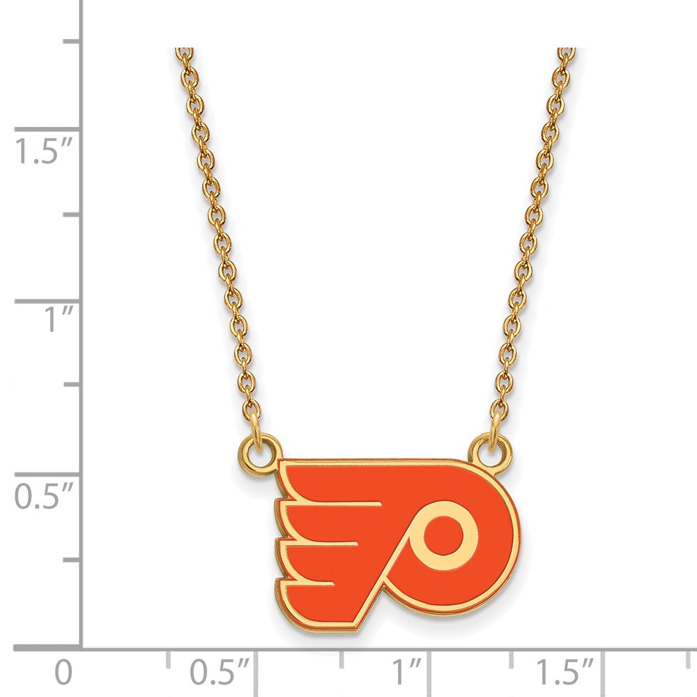 Alternate view of the SS 14k Yellow Gold Plated NHL Flyers SM Enamel Necklace, 18 Inch by The Black Bow Jewelry Co.