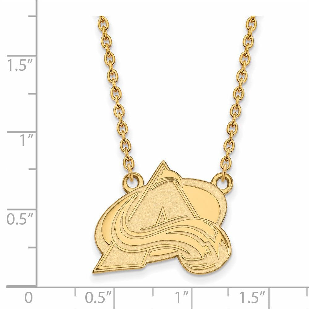 Alternate view of the SS 14k Yellow Gold Plated NHL Colorado Avalanche LG Necklace, 18 Inch by The Black Bow Jewelry Co.