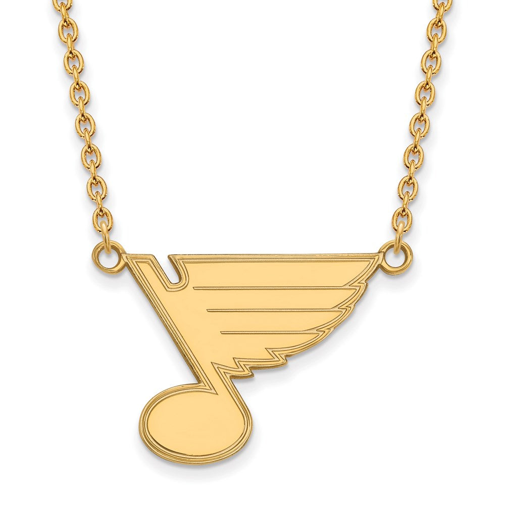 SS 14k Yellow Gold Plated NHL St. Louis Blues Large Necklace, 18 Inch, Item N22565 by The Black Bow Jewelry Co.