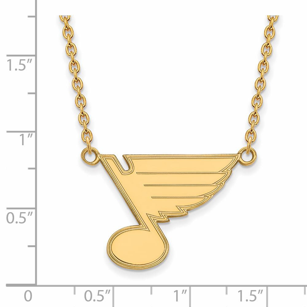 Alternate view of the SS 14k Yellow Gold Plated NHL St. Louis Blues Large Necklace, 18 Inch by The Black Bow Jewelry Co.