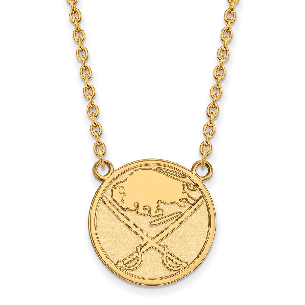 SS 14k Yellow Gold Plated NHL Buffalo Sabres Large Necklace, 18 Inch, Item N22574 by The Black Bow Jewelry Co.